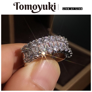 Nhẫn tomoyuki mạ bạch kim đính đá zircon quý phái thời trang