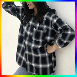 Áo khoác sơ mi có mũ đen trắng MT745 Shop Minh Thư