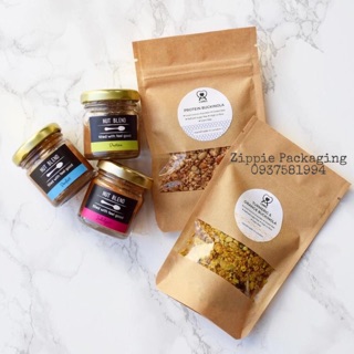 Túi zipper giấy kraft cửa sổ tràn