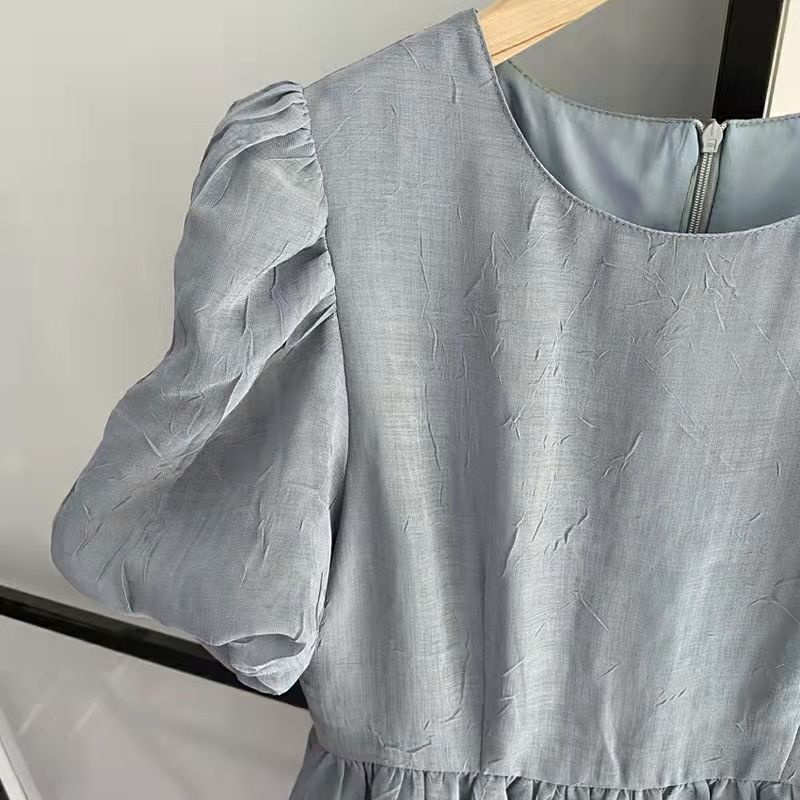 Đầm Dài Tay Phồng Màu Sắc Trơn Thời Trang Mùa Hè Hàn Quốc Dành Cho Nữ