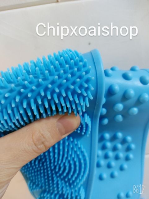 Đai Chà Lưng Silicon Loại Dày[Tặng Móc Dán] Đai Cọ Lưng Hai Mặt