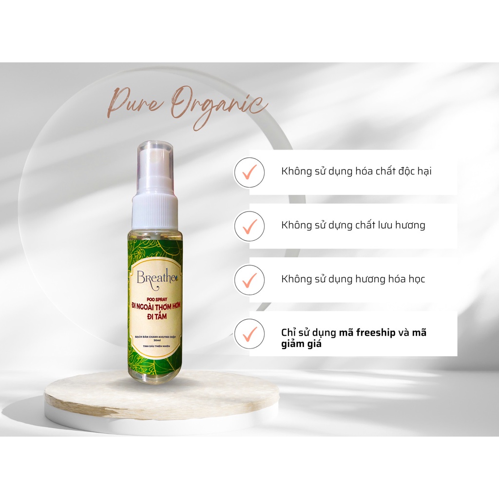 Xịt khử mùi làm thơm bồn cầu, toilet, nhà vệ sinh, 100% từ thiên nhiên