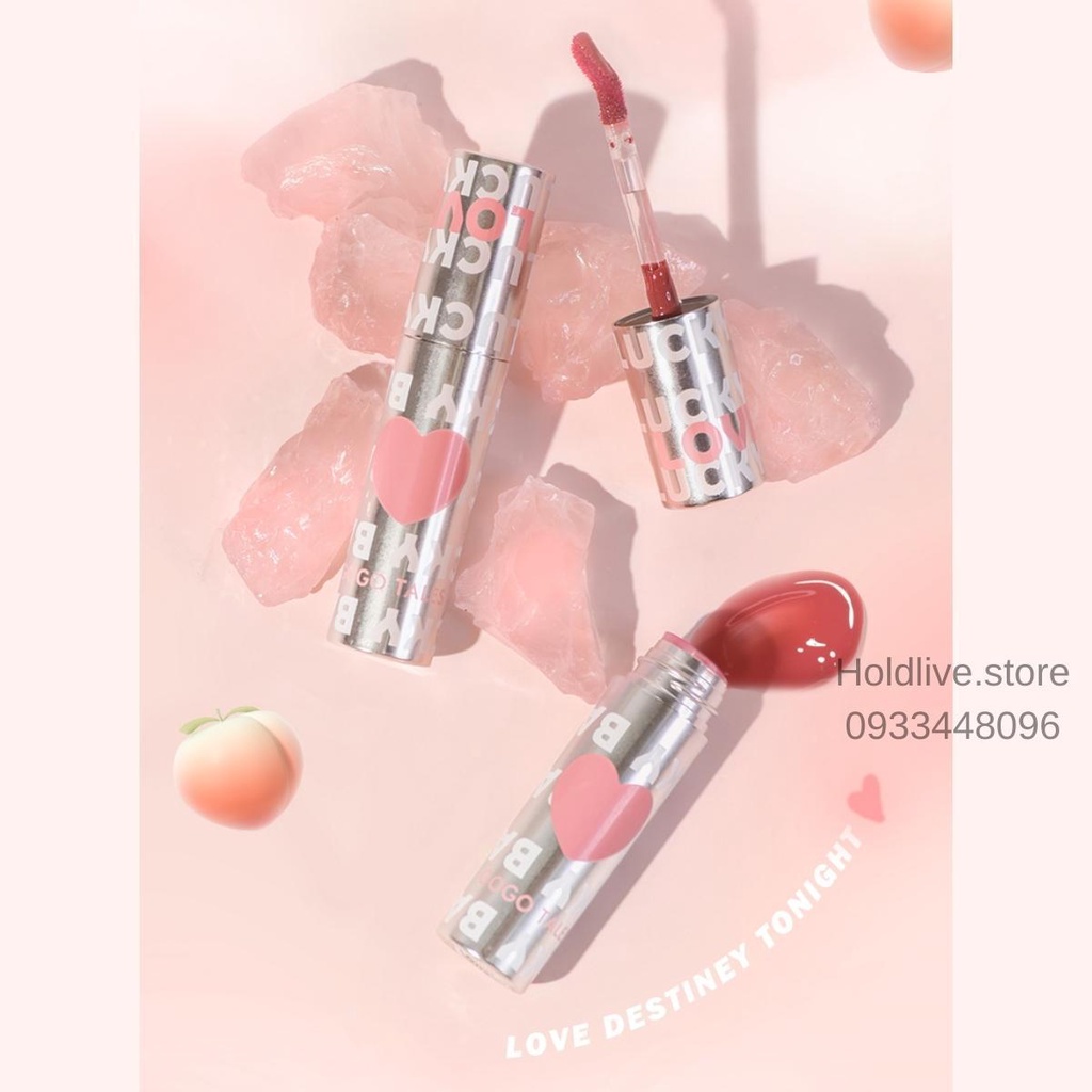 Son bóng tint Gogo tales Lucky may mắn Pink Rippling GT340 son gogotales trái tim lên màu chuẩn lì mỏng nhẹ mọng môi