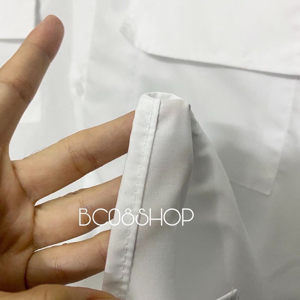 Áo Sơ Mi Túi Hộp Unisex Basic 2 màu Đen Trắng có size dáng rộng - BC102 #8