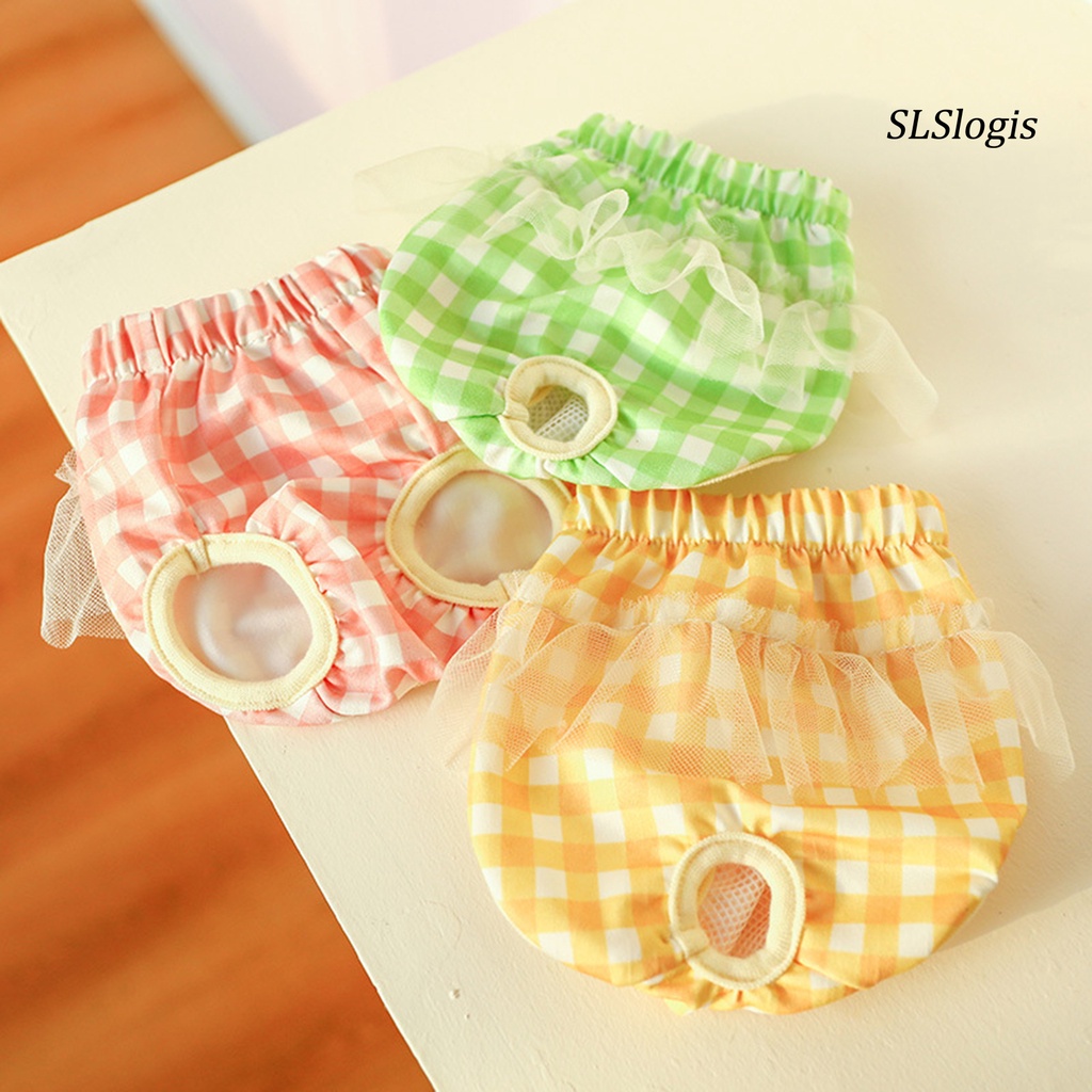 Quần sinh lý bằng polyester co giãn chống rò rỉ in họa tiết caro cho cún cưng