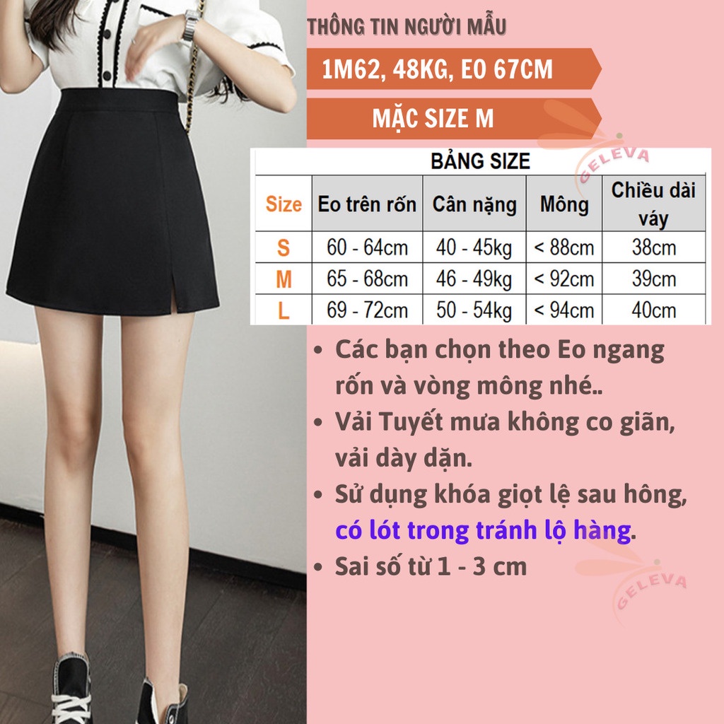 Chân váy chữ a ngắn nữ công sở cạp siêu cao dáng ôm nhẹ Geleva GE146