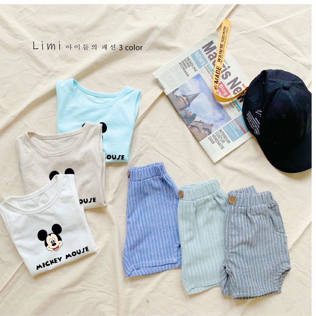 [HOT SUMMER 2020] Bộ ba lỗ bé trai họa tiết MICKEY MOUSE sành điệu - Bộ quần áo bé trai cực hot cho mùa hè