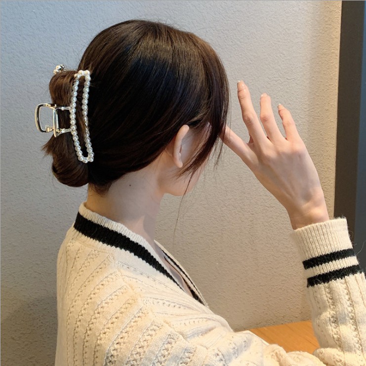 Kẹp tóc càng cua Hàn Quốc kim loại đính đá/hạt châu cao cấp HOT TREND cho nữ
