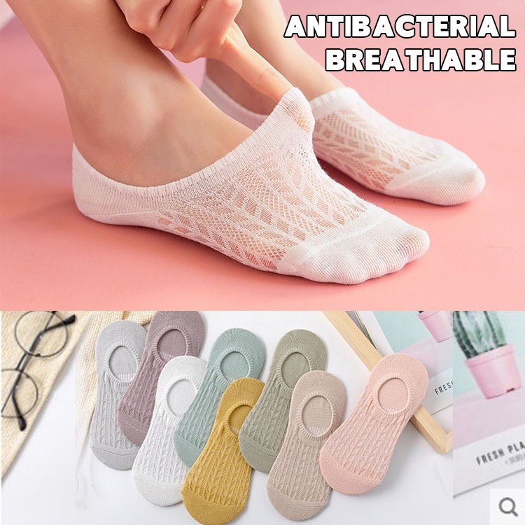 [Hàng mới về] Vớ cotton lụa mỏng thoáng khí chống trượt khử mùi kháng khuẩn phong cách Hàn Quốc cho nữ