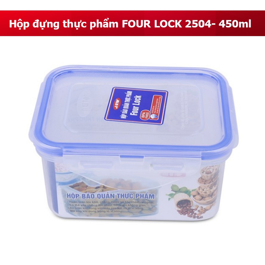 [Combo 4 Chiếc] Hộp đựng bảo quản thực phẩm FOUR LOCK (300ML, 450ML, 850ML, 1220ML)