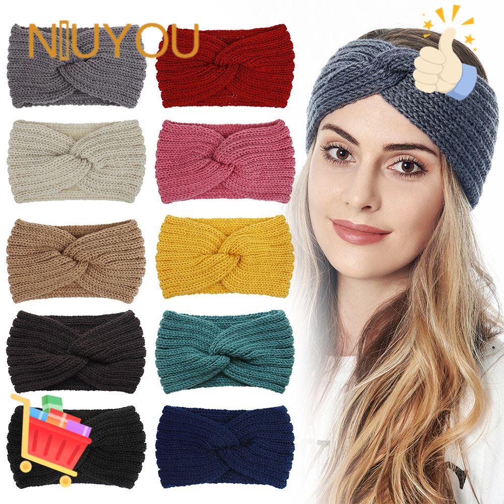 NIUYOU [Ready Stock] Women Cross Knot Hairband Wool Hair Accessories Knitted Headband New Head Wrap Autumn Winter Ear Warmer Multicolor