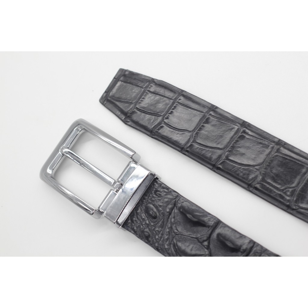 [MÀU ĐEN] DÂY NỊT LƯNG GAI DA CÁ SẤU BẢN LIỀN KHÔNG NỐI 4.0CM, DÂY GAI LƯNG BẢO HÀNH 12 THÁNG, TẶNG MÓC KHÓA CHÂN 50K