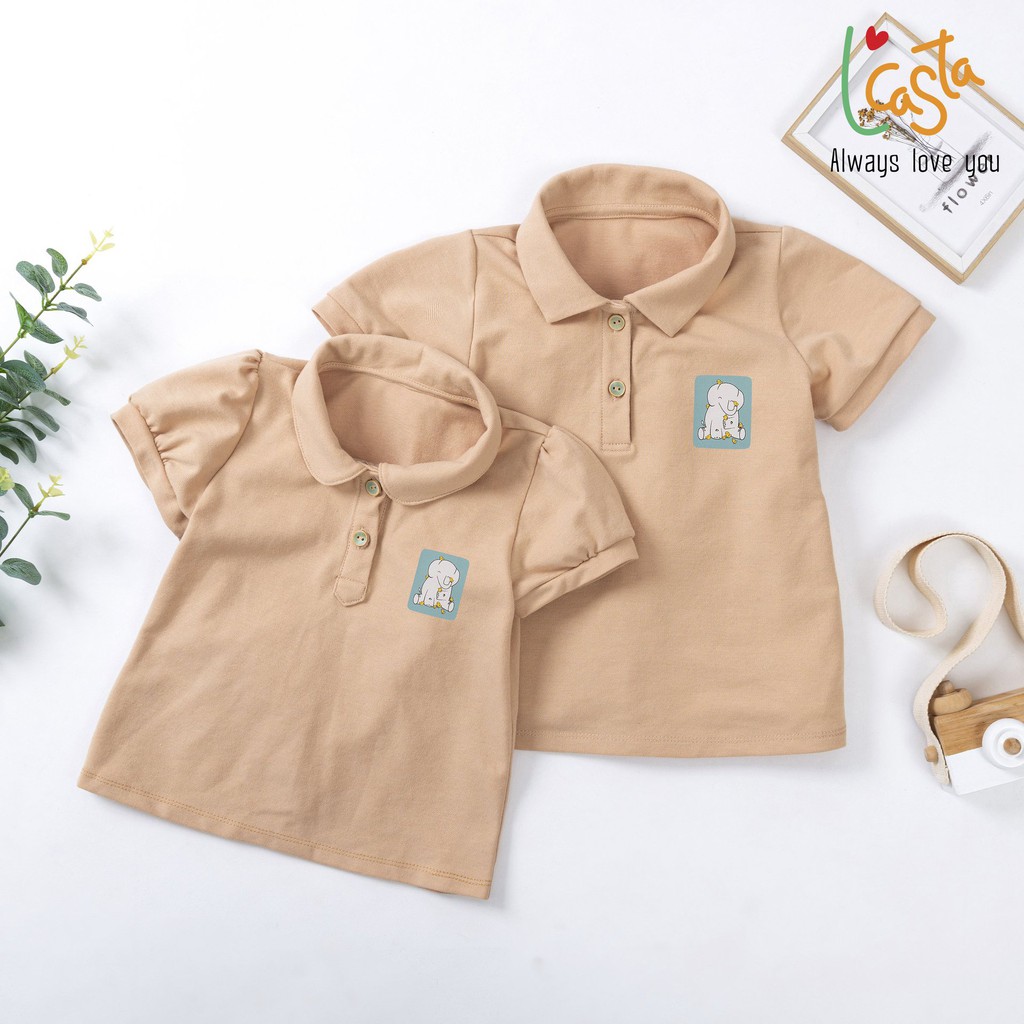 Áo phông polo bé gái chất liệu cotton in hình dễ thương từ 1 đến 6 tuổi LCasta AG1