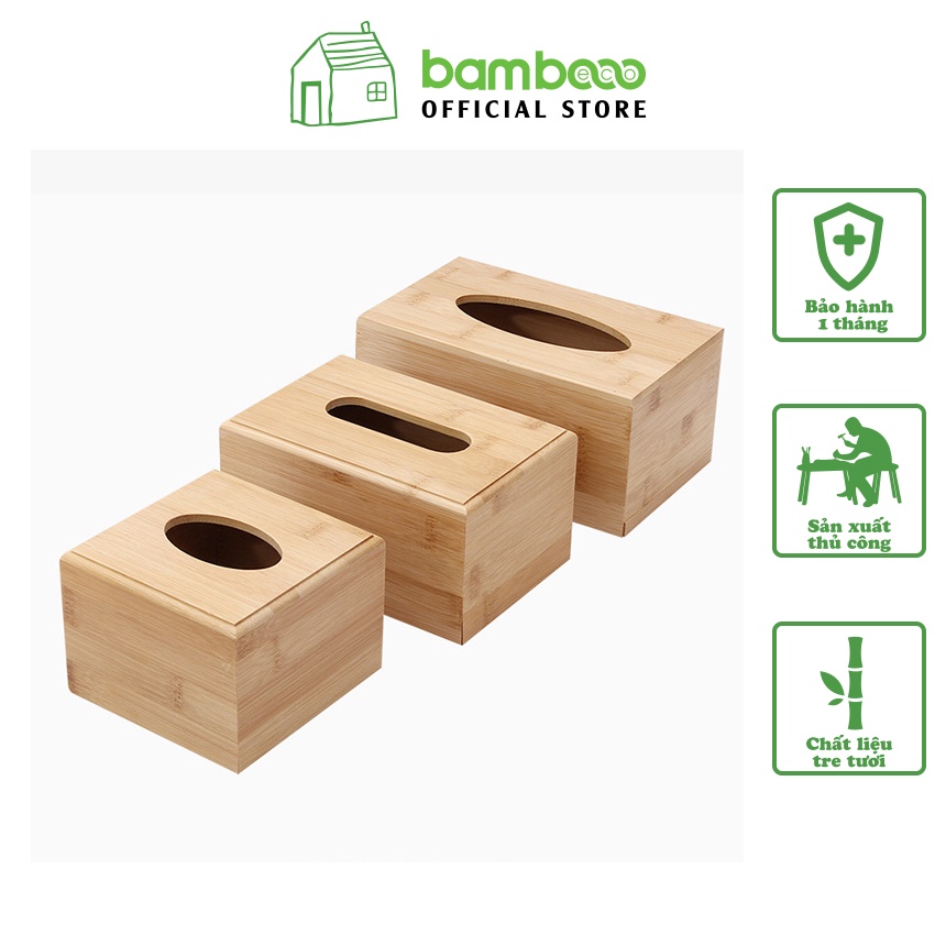 Hộp giấy ăn gỗ tre BAMBOOO ECO nhiều kích thước trang trí decor