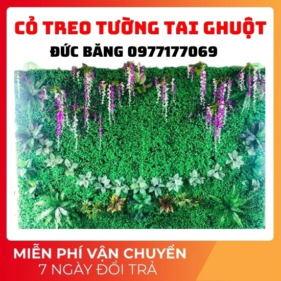 Cỏ nhân tạo treo tường tai chuột  trang trí  kích thước  rông  40* dài 60 /tấm