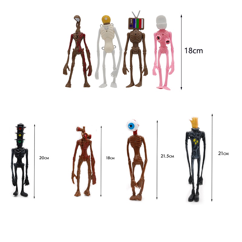 New 4pcs/8pcs set Siren Head Action Figures PVC Model Chest Glows Kids Collection Miniatures Toys Gift