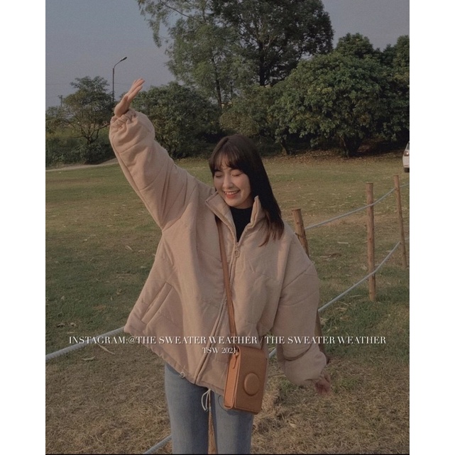 (Ảnh thật) Áo khoác phao nhung cổ dựng dây rút | BigBuy360 - bigbuy360.vn