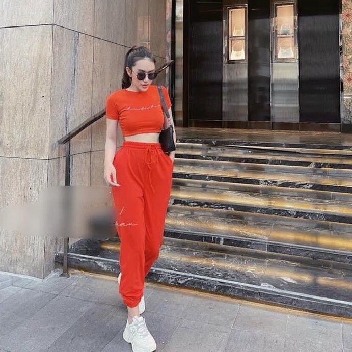 [HCM] Set cotton nữ, set thể thao nữ co dãn 4 chiều chữ ký 3 màu đủ size SKUS-05