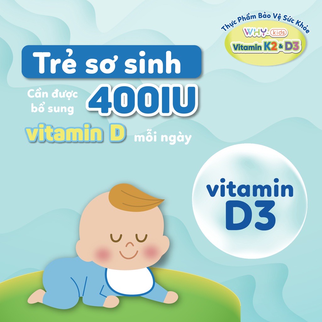 Xịt bổ sung Vitamin K2D3 WHY kids 15ml Anh Quốc giúp hấp thụ canxi tốt cho bé từ sơ sinh