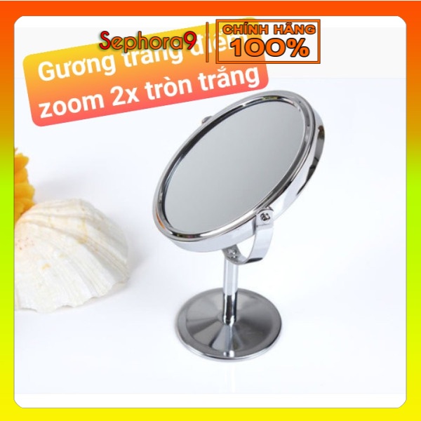 Gương Trang Điểm để bàn 2 mặt có chân siêu xịn Zoom 2x màu trắng siêu xinh