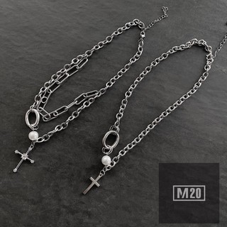 Vòng Cổ Nam Nữ Hạt Phối Mặt Thánh Giá,Vòng Cổ Ngọc Trai Phối Dây Basic Inox Chống Gỉ Dành Cho Unisex