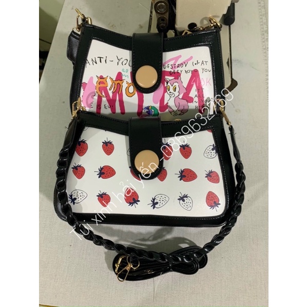 Túi đeo chéo- kẹp nách hoạt tiết dễ thương kiểu dáng hàn quốc full 4 màu hot trend( ảnh thật cuối)