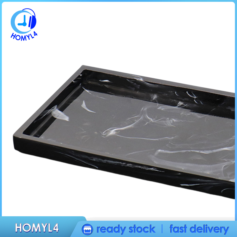 [CAMILA]1x Bathroom Tank Tray Nordic Marble Print Resin Bathtub Serving Tray Dresser Rectangular Organizer for Soap Perfume Cosmetic