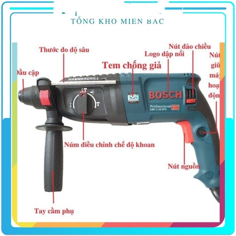 Máy khoan bê tông Bosch 2-26, công suất 800w Bảo Hành 6 Tháng _TP7