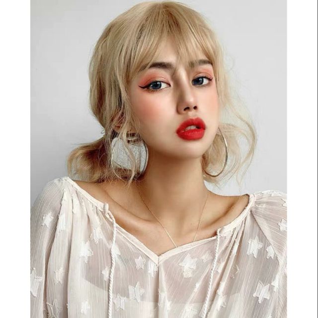 Tóc giả cao cấp vic xù vàng kim