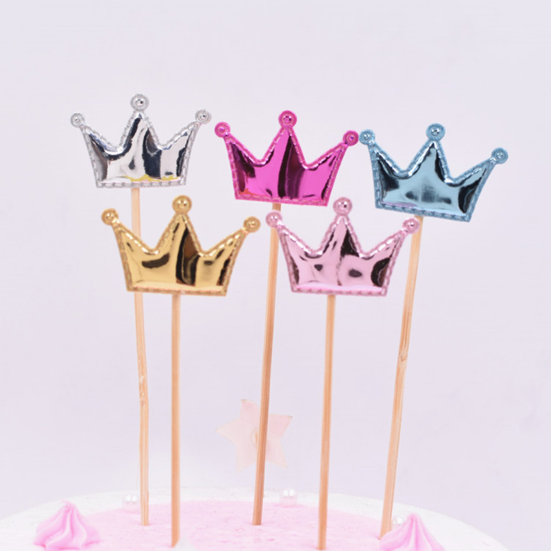 Set 5 que cắm trang trí bánh kem hình vương miện trái tim ngôi sao xinh xắn