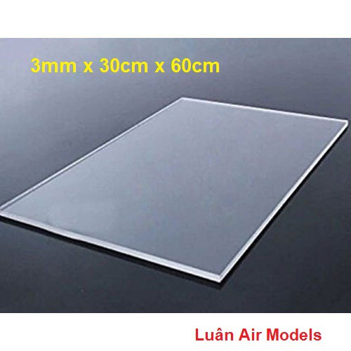 3mm 30x60cm Tấm nhựa mica cứng trong suốt làm hồ cá, hộp kính, đồ chơi, trang trí, cắt theo yêu cầu (VA185) - Luân Air