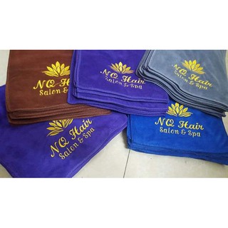 (XẢ KHO) Khăn gội đầu spa 35*75cm chất liệu microfiber ( có thiết kế thêu miễn phí)