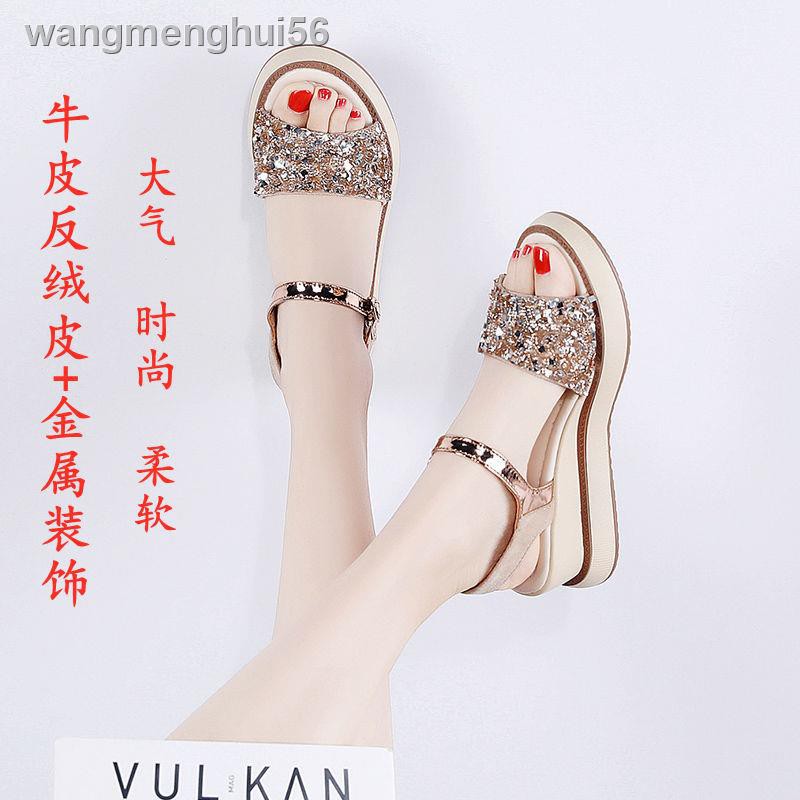 Giày Sandal Đế Xuồng Đính Đá Phong Cách Bohemian Thời Trang Mùa Hè Dành Cho Nữ 2021