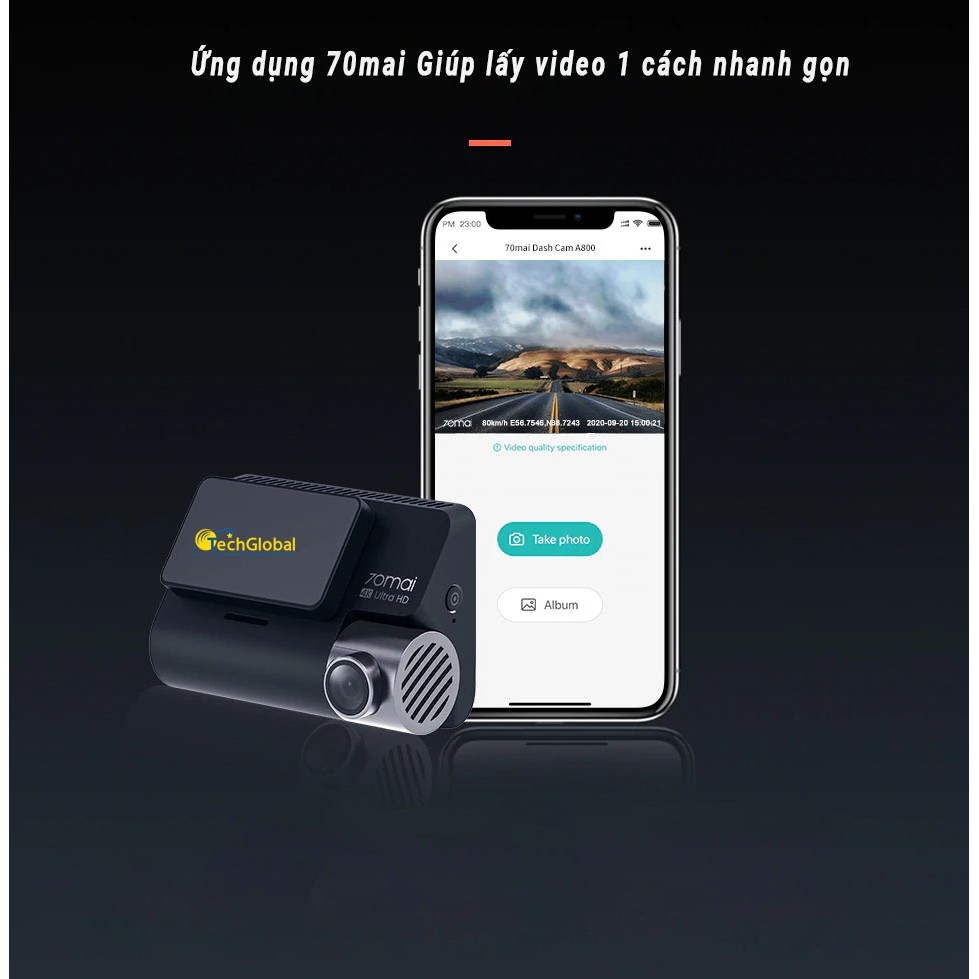 Camera Hành Trình Xiaomi 70mai A800s Ghi Hình 4K Wifi GPS