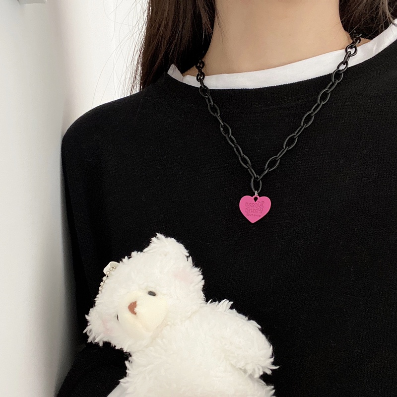 Vòng cổ Acrylic Mặt Trái Tim Phong Cách Hip Hop Harajuku Cá Tính