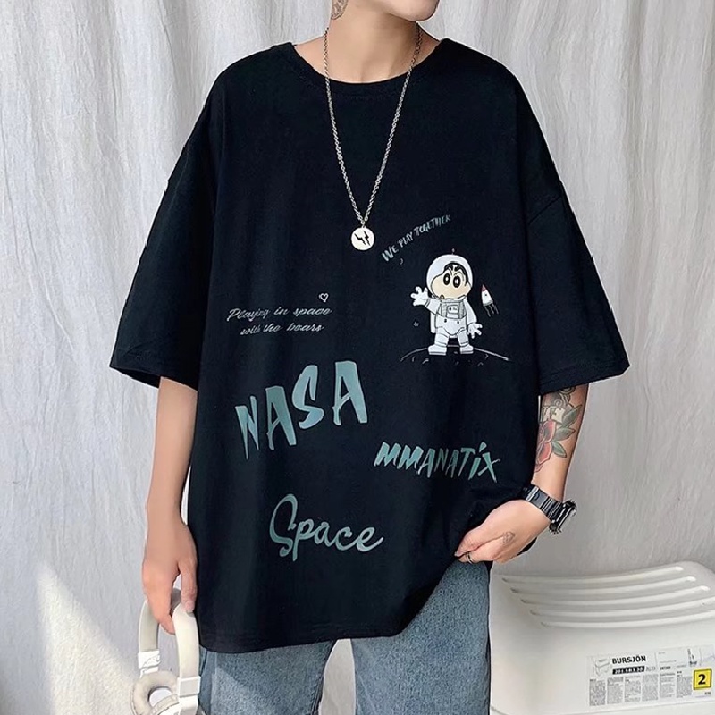 Áo Thun Tay Ngắn Dáng Rộng Cổ Tròn In Chữ size M-8XL Phong Cách Hip Hop Thời Trang Mùa Hè Cho Nam
