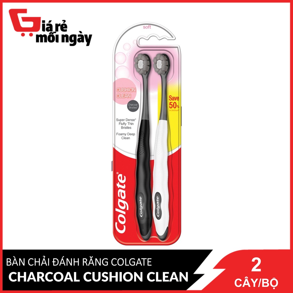 Bộ 2 Bàn chải Cushion Clean Twin Charcoal lông chải kháng khuẩn