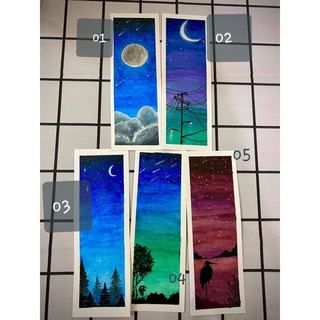 Bộ bookmark vẽ tay bầu trời đêm (5c)