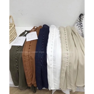 Áo sơ mi voan lụa cúc bọc 90203 CHERRYCOCO