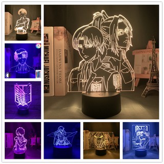 Đèn Ngủ 3D Hình Đại Chiến Titan Eren Levi Rivaille Rival Mikasa Ackerman