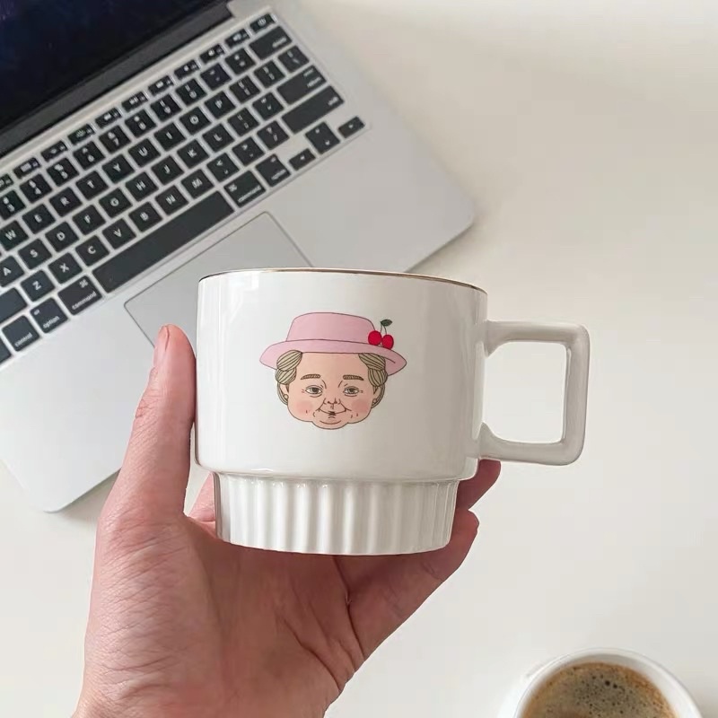 SẴN Cốc đôi sứ uống nước, trà, ca cao, cà phê, dùng làm quà tặng lễ tình nhân 14/2 phong cách Hàn Quốc