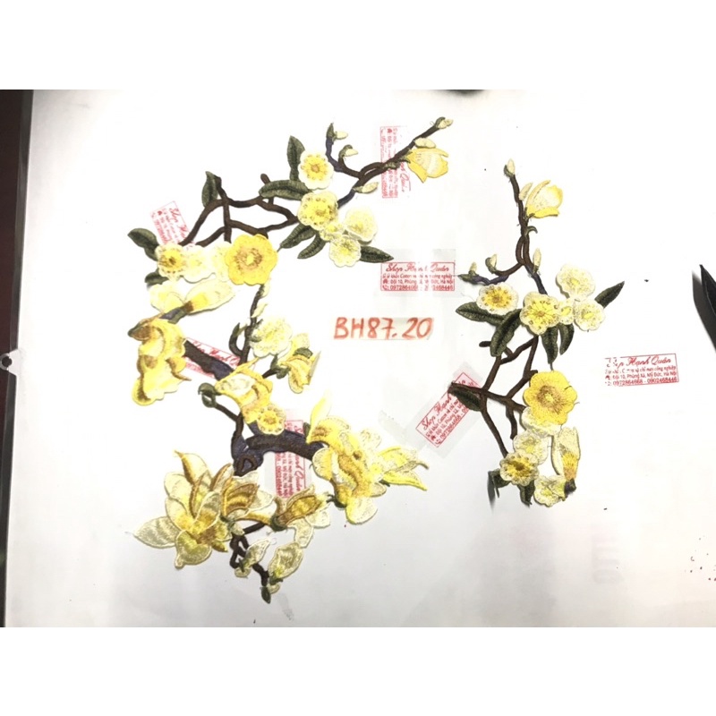 Set 2 bông hoa thêu chỉ lụa