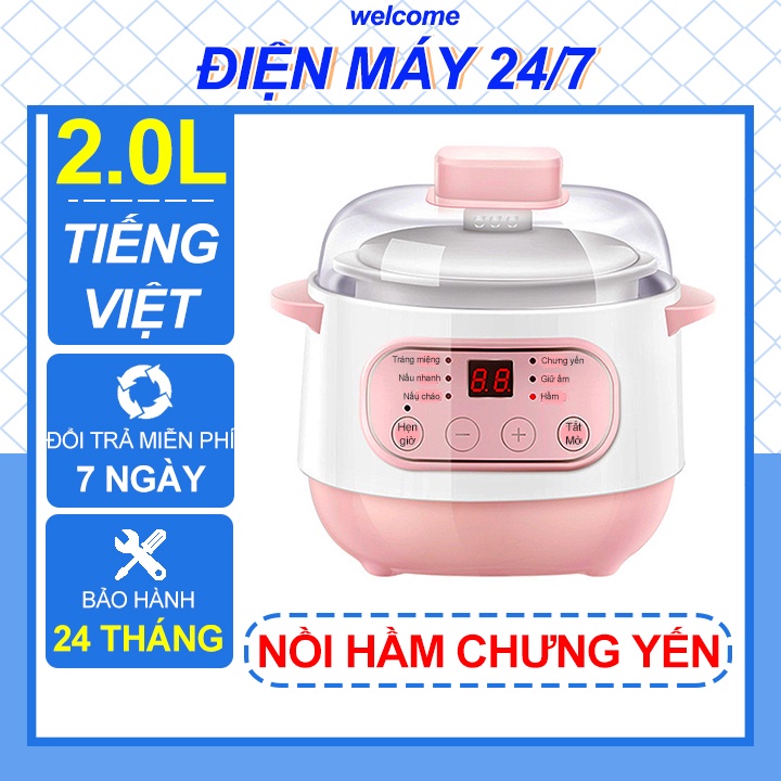 Nồi Hầm, Nấu Cháo Chậm Hẹn Giờ Thông Minh Seka, Cách Thủy 4 in 1 - Nồi Chưng Yến Cực Kì Tiện Lợi Lõi Sứ, Dung Tích 1L-2L