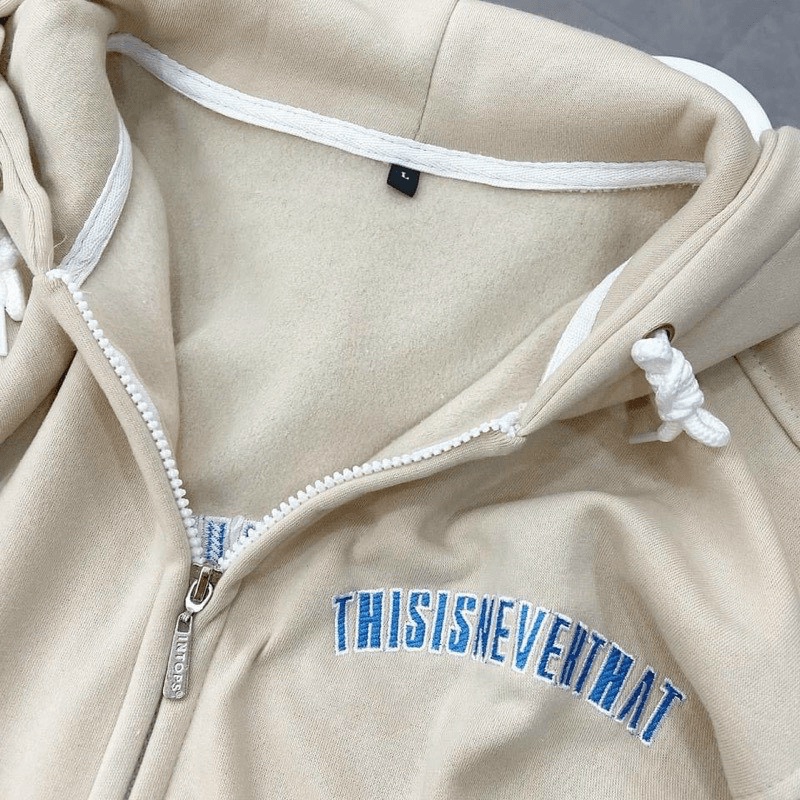 Áo Khoác Nữ Dây Khóa Kéo Nón 2 Lớp Chất Nỉ Thêu Logo Chữ Form Rộng Mặc Thoáng Mát Che Nắng Tốt [NEW UNISEX]