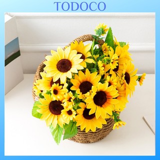 Chùm hoa hướng dương giả TODOCO trang trí nhà cửa để bàn phòng khách, bông nhựa chụp ảnh cắm bình decor đám cưới đẹp