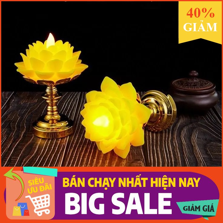 Đèn Thờ Hoa Sen, Hình Bông Hoa Nở, sử dụng pin, kiểu đèn rất đẹp, dùng bàn thờ, thờ phật, bóng led an toàn