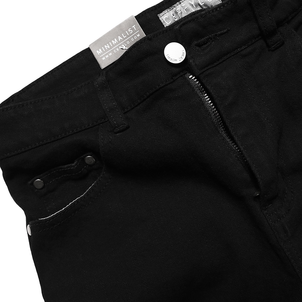 Quần Jeans trơn nam màu Đen form slimfit trơn CEFFYLO chất bò thun co giãn nhẹ