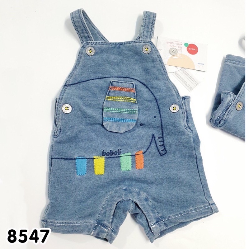 Yếm jean mềm cho bé trai hiệu Boboli, thêu hình bé voi dễ thương [Mã 8547]