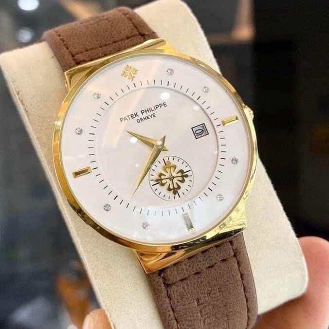 Đồng hồ nam Patek Philipe mặt tròn ,dây da lộn màu nâu đẹp xuất sắc, lịch ngày phong cách cổ điển [BH 24 tháng] | BigBuy360 - bigbuy360.vn