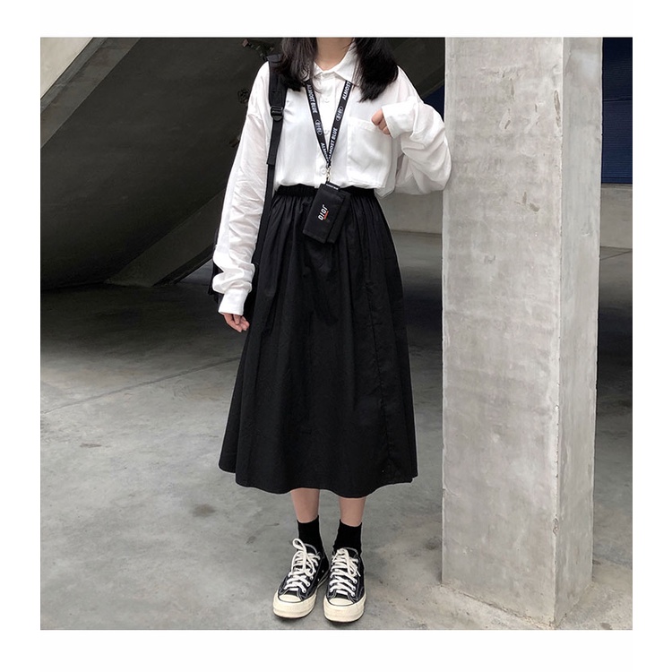 Chân Váy Dài 2 Tầng Vạt Lệch Ulzzang 2 Màu Siêu Hot Zinti CV01